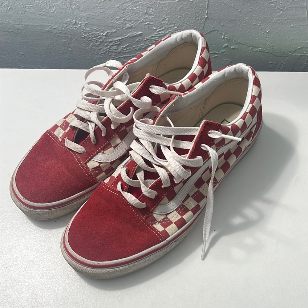 Vans Red and White Checkered Men's Shoes